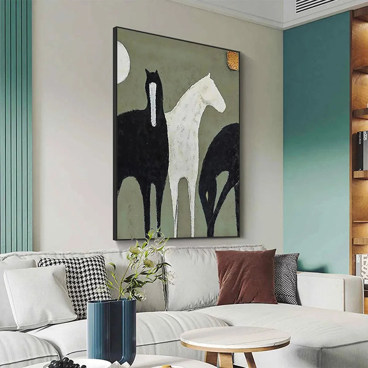 Three Horses – Minimalist Horse Oil Painting, view 5