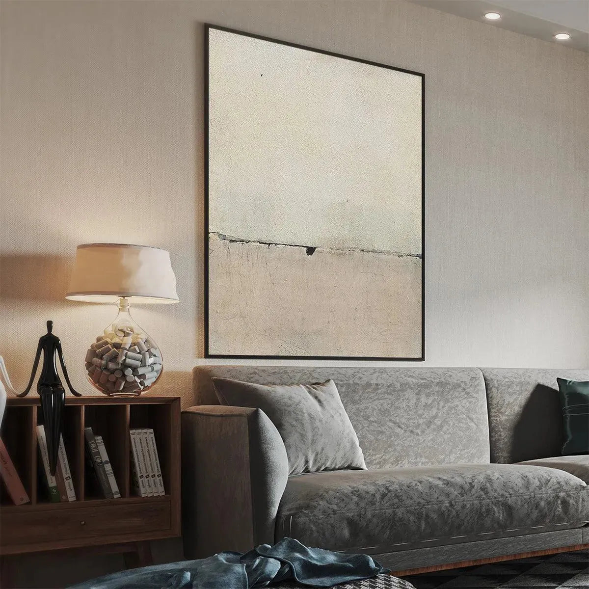 Wabi-Sabi Landscape Textured Oil Painting – Minimalist Earthscape