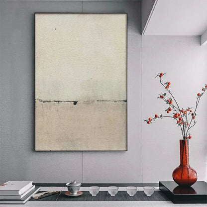 Wabi-Sabi Landscape Textured Oil Painting – Minimalist Earthscape