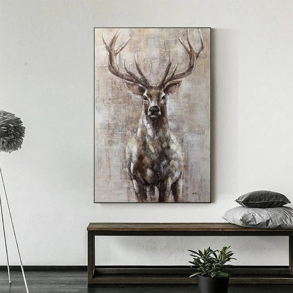 Deer Textured Oil Painting – Majestic Stag
