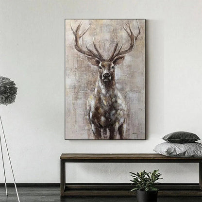 Deer Textured Oil Painting – Majestic Stag