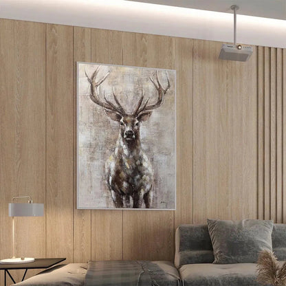 Deer Textured Oil Painting – Majestic Stag