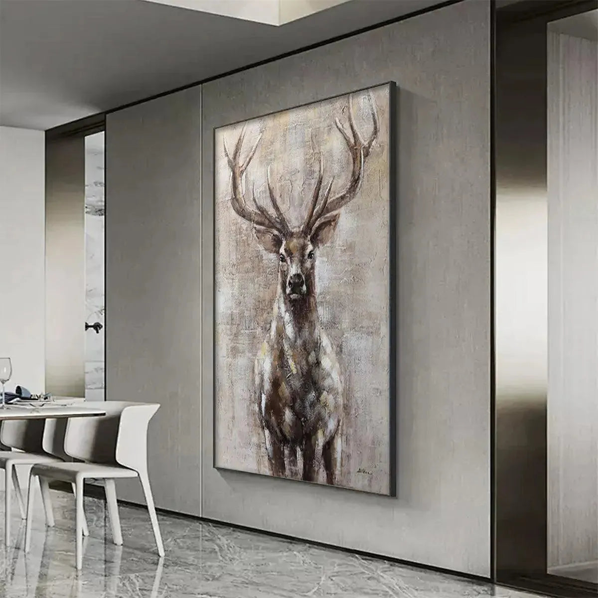 Deer Textured Oil Painting – Majestic Stag
