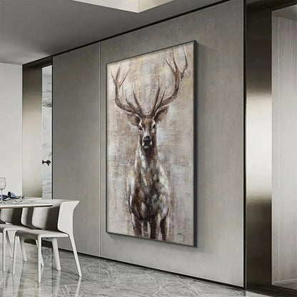 Deer Textured Oil Painting – Majestic Stag