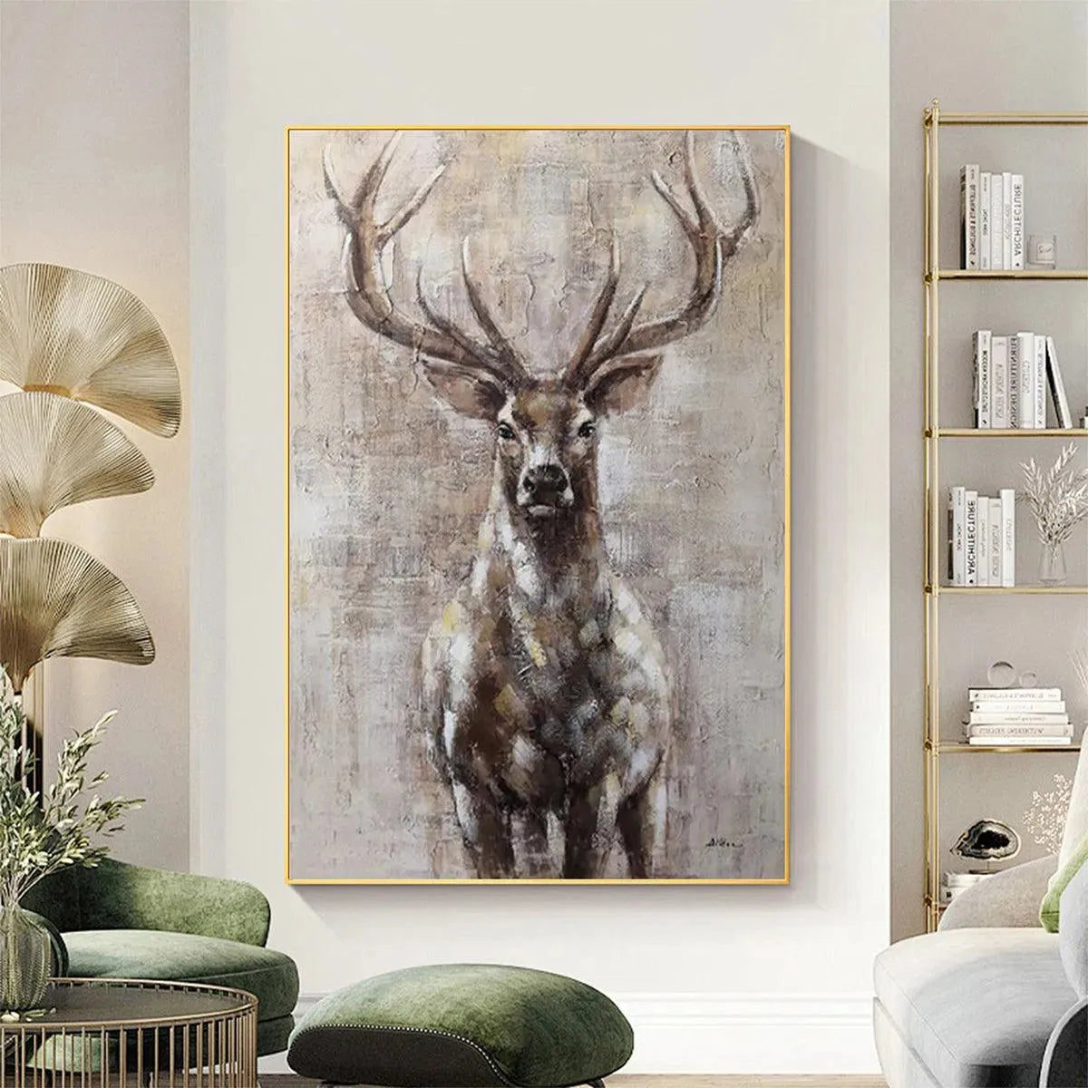 Majestic Stag – Deer Textured Oil Painting, view 2