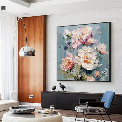 Pastel Peonies – Peony Impasto Painting, view 4