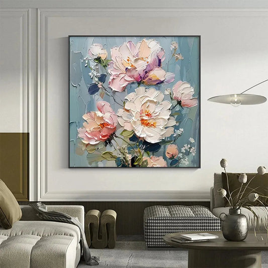 Pastel Peonies – Peony Impasto Painting, view 2