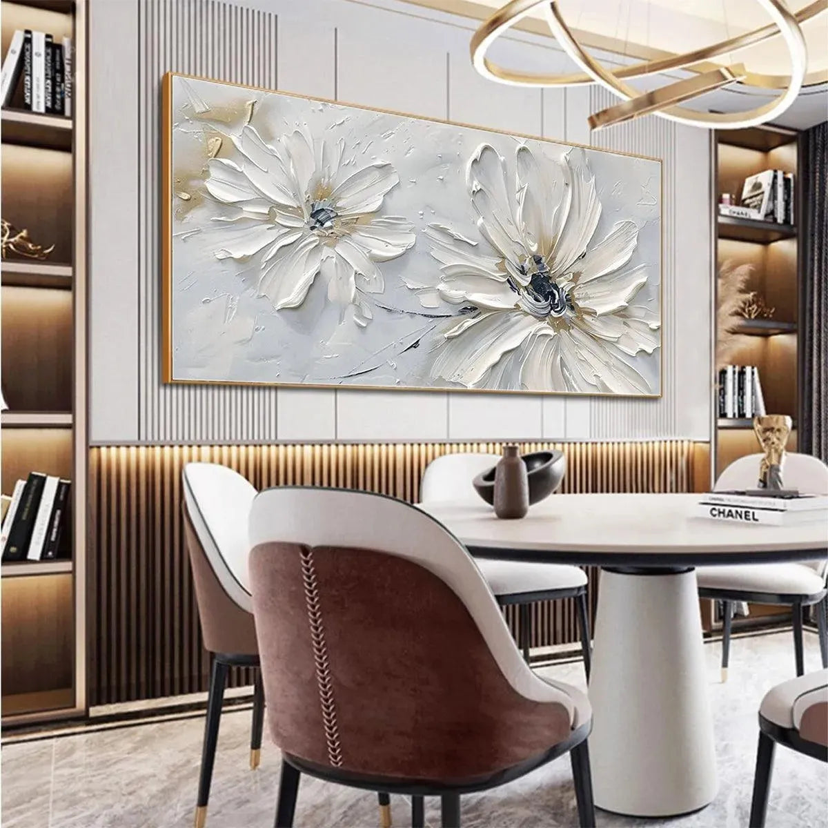 White Blossom Serenity – Floral Textured Painting, view 3