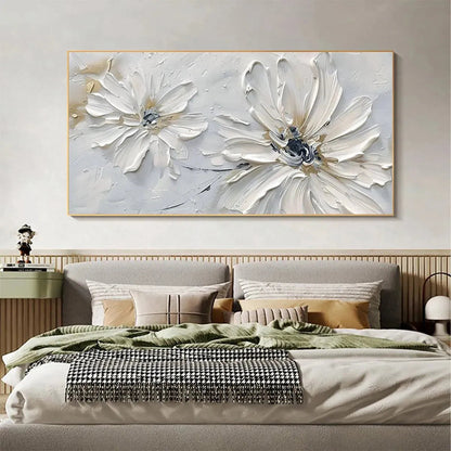 White Blossom Serenity – Floral Textured Painting, view 2