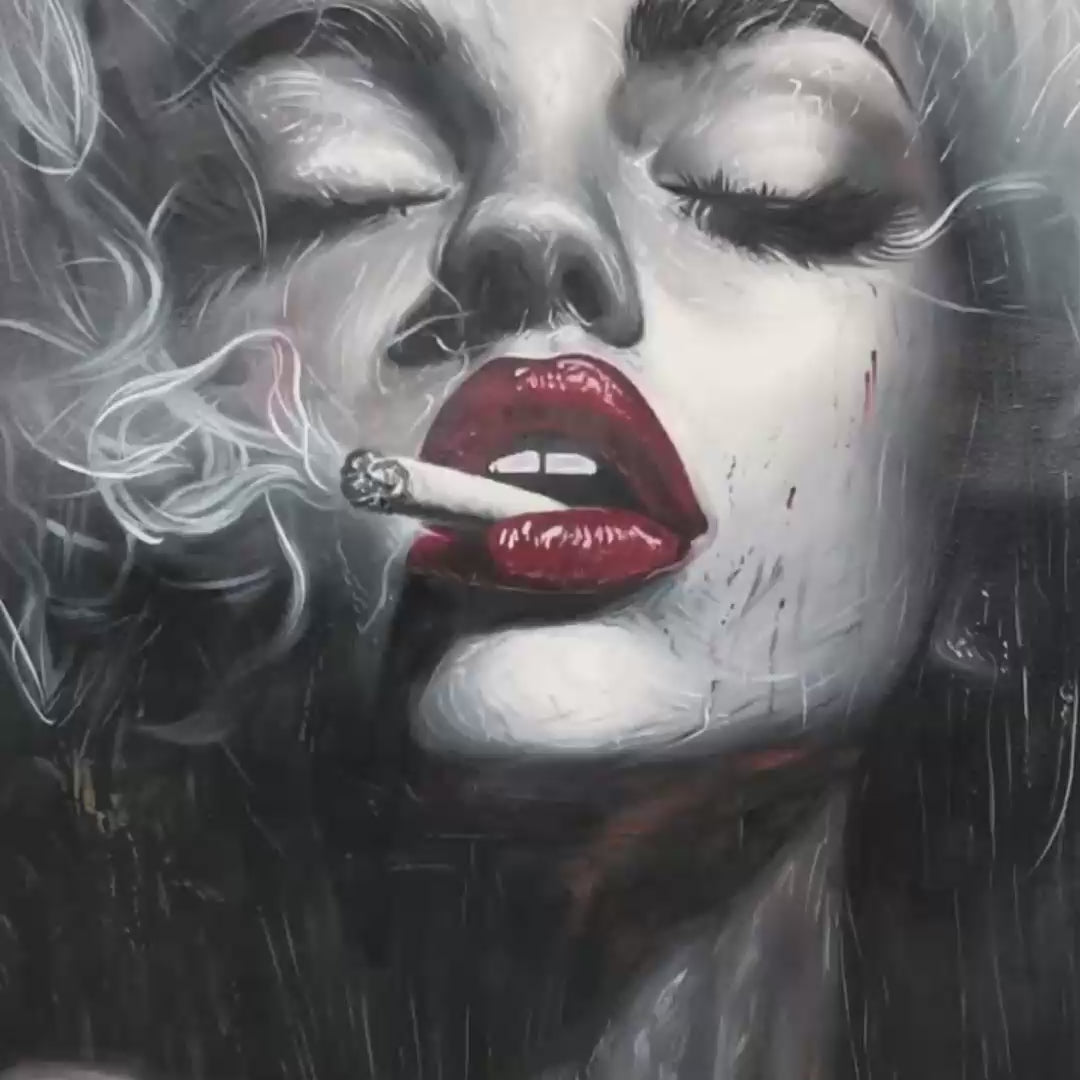 Crimson Muse – Figurative Oil Painting, view 3