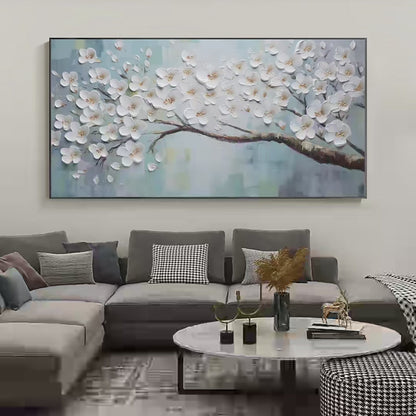 White Blossoms – Floral Textured Painting, view 4