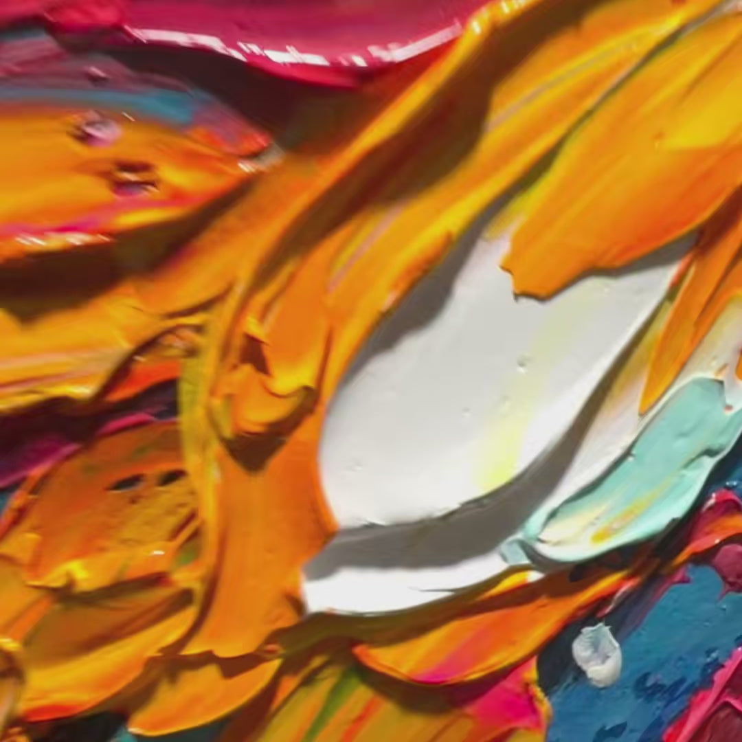 Blooming Burst – Floral Impasto Oil Painting, view 3