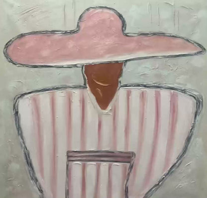 Sombrero Duet – Minimalist Silhouette Impasto Oil Painting, view 3