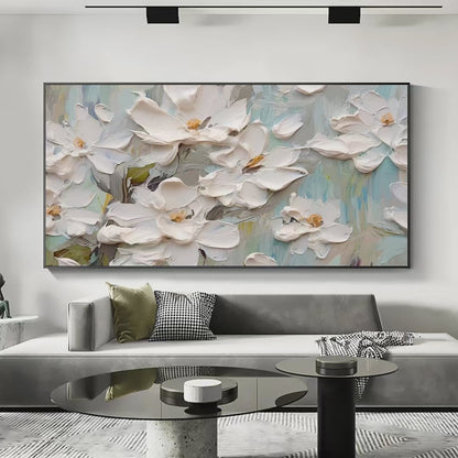 White Magnolia Blossoms – Impressionist Magnolia Impasto Painting, view 3