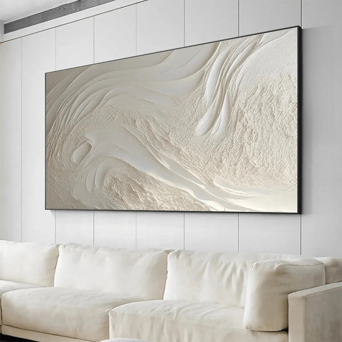 White Wabi-Sabi Landscape Textured Oil Painting – White Sands