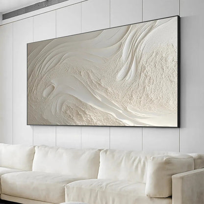 White Wabi-Sabi Landscape Textured Oil Painting – White Sands