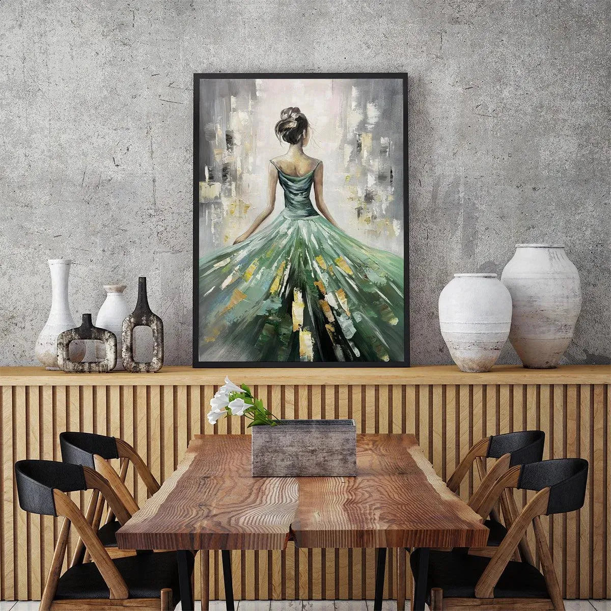 Emerald and Green Figurative Oil Painting – Emerald Grace