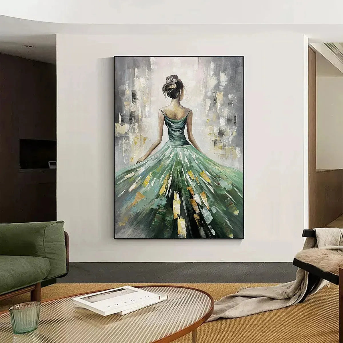 Emerald Grace – Figurative Oil Painting, view 2