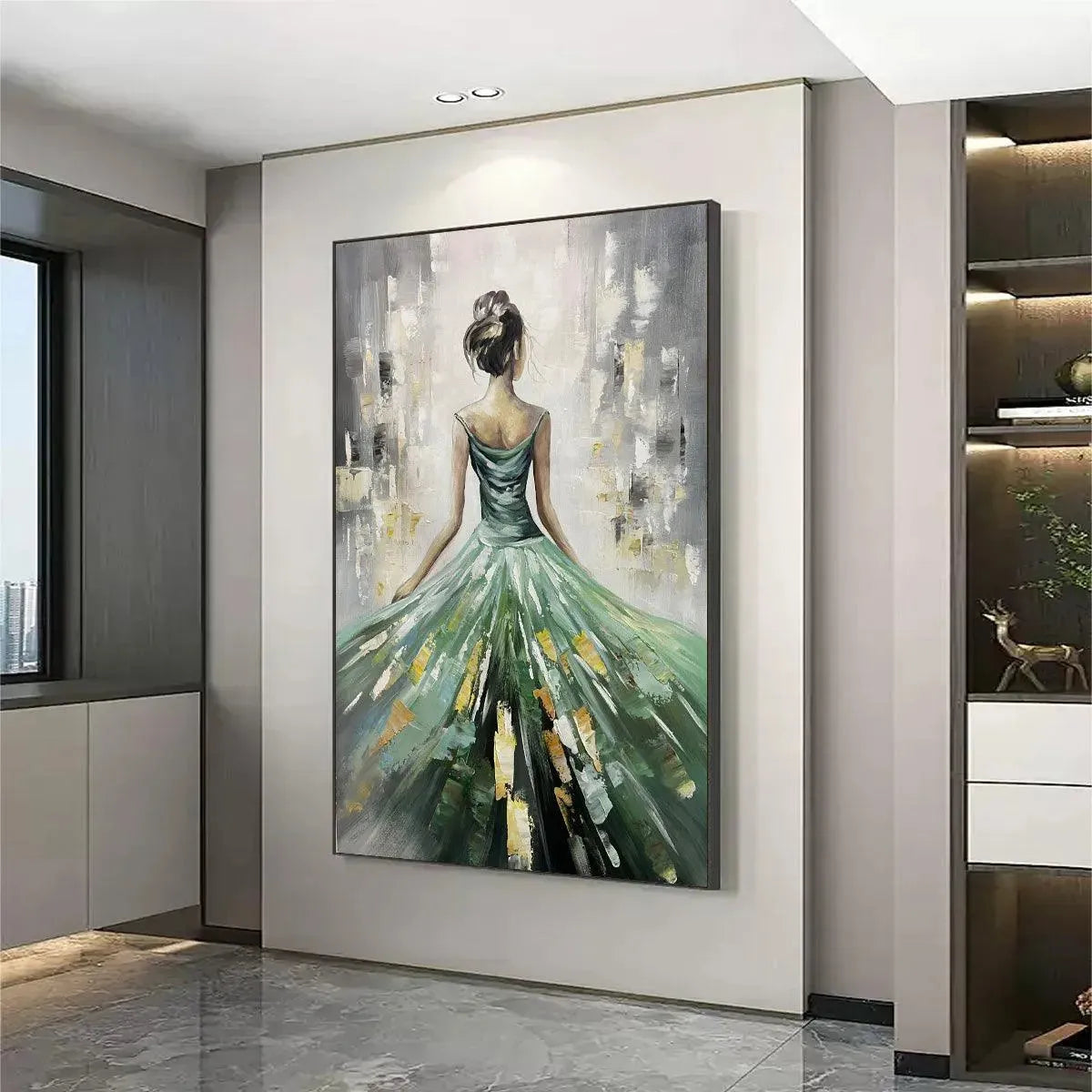 Emerald and Green Figurative Oil Painting – Emerald Grace