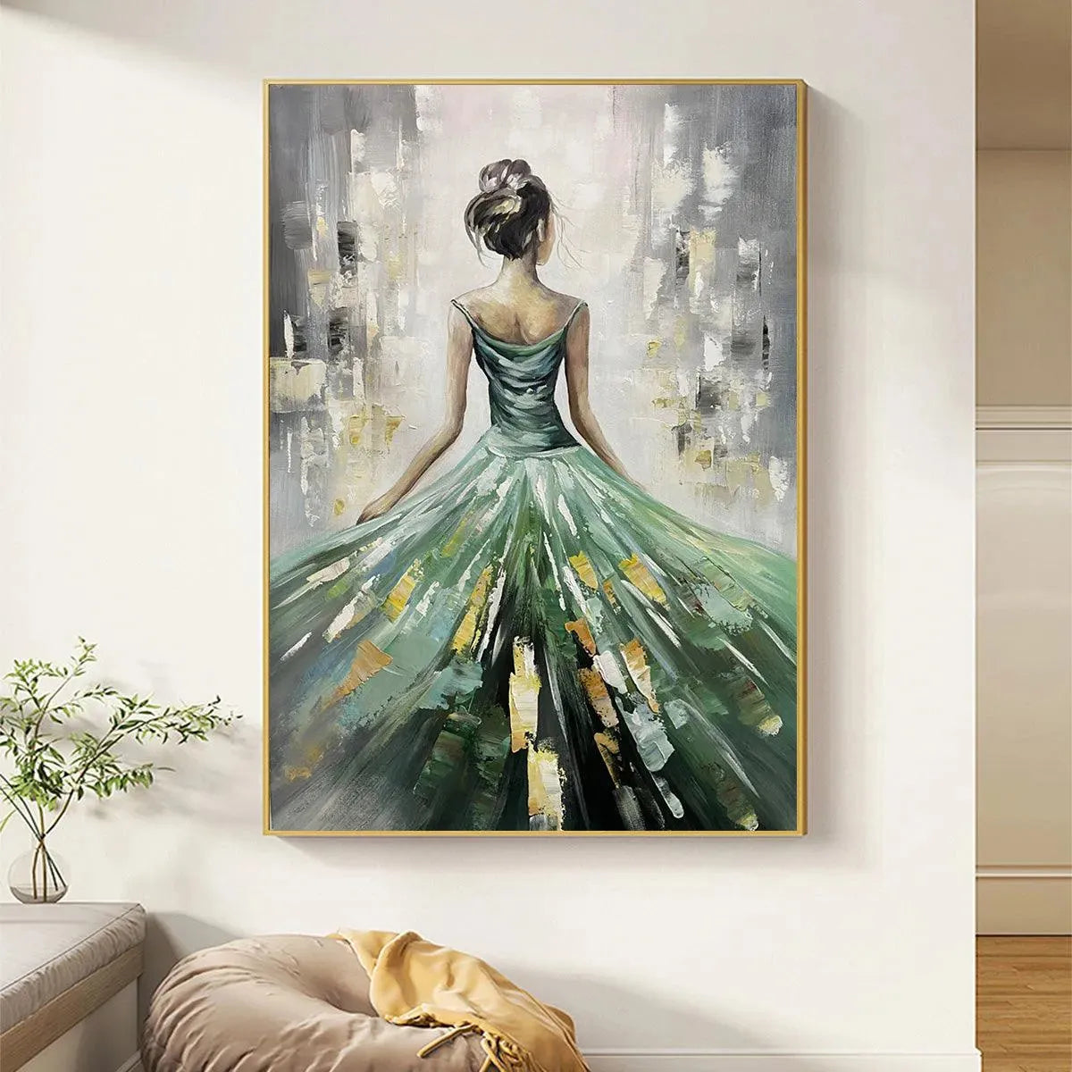 Emerald and Green Figurative Oil Painting – Emerald Grace