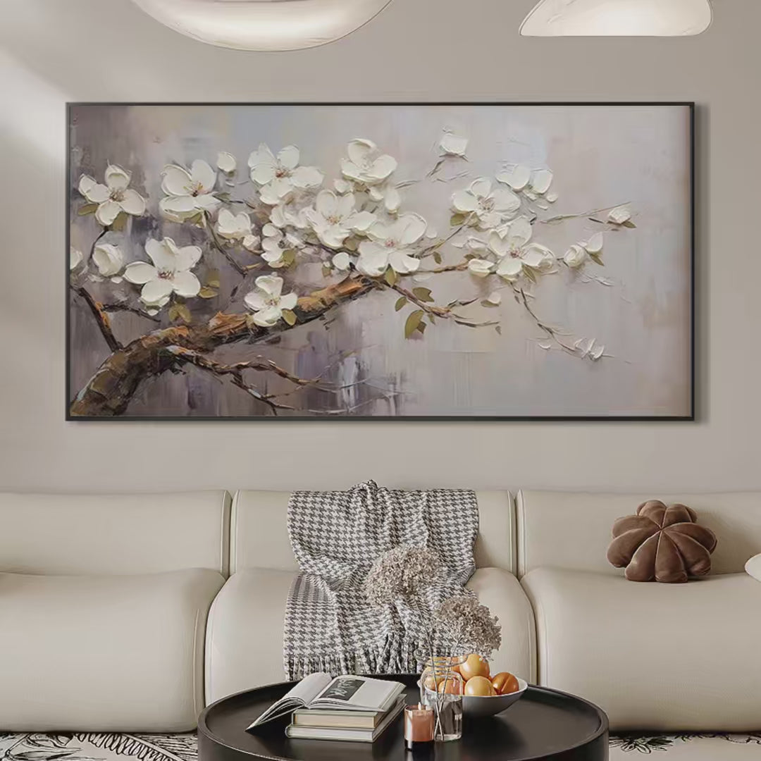 White Blossoms – Impressionist Floral Textured Painting, view 2