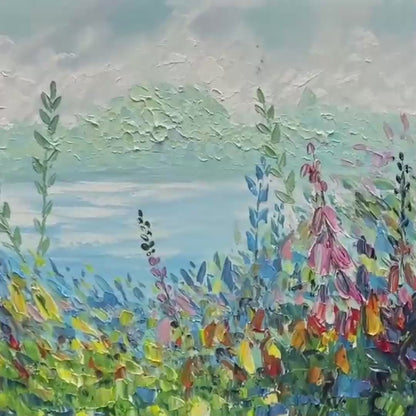 Alpine Meadow – Meadow Impasto Oil Painting, view 3