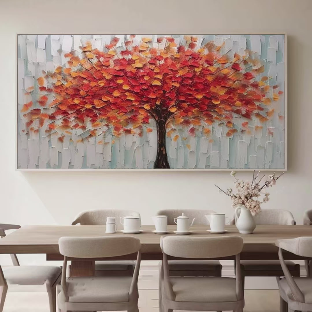 Autumn Fire – Tree Impasto Painting, view 2