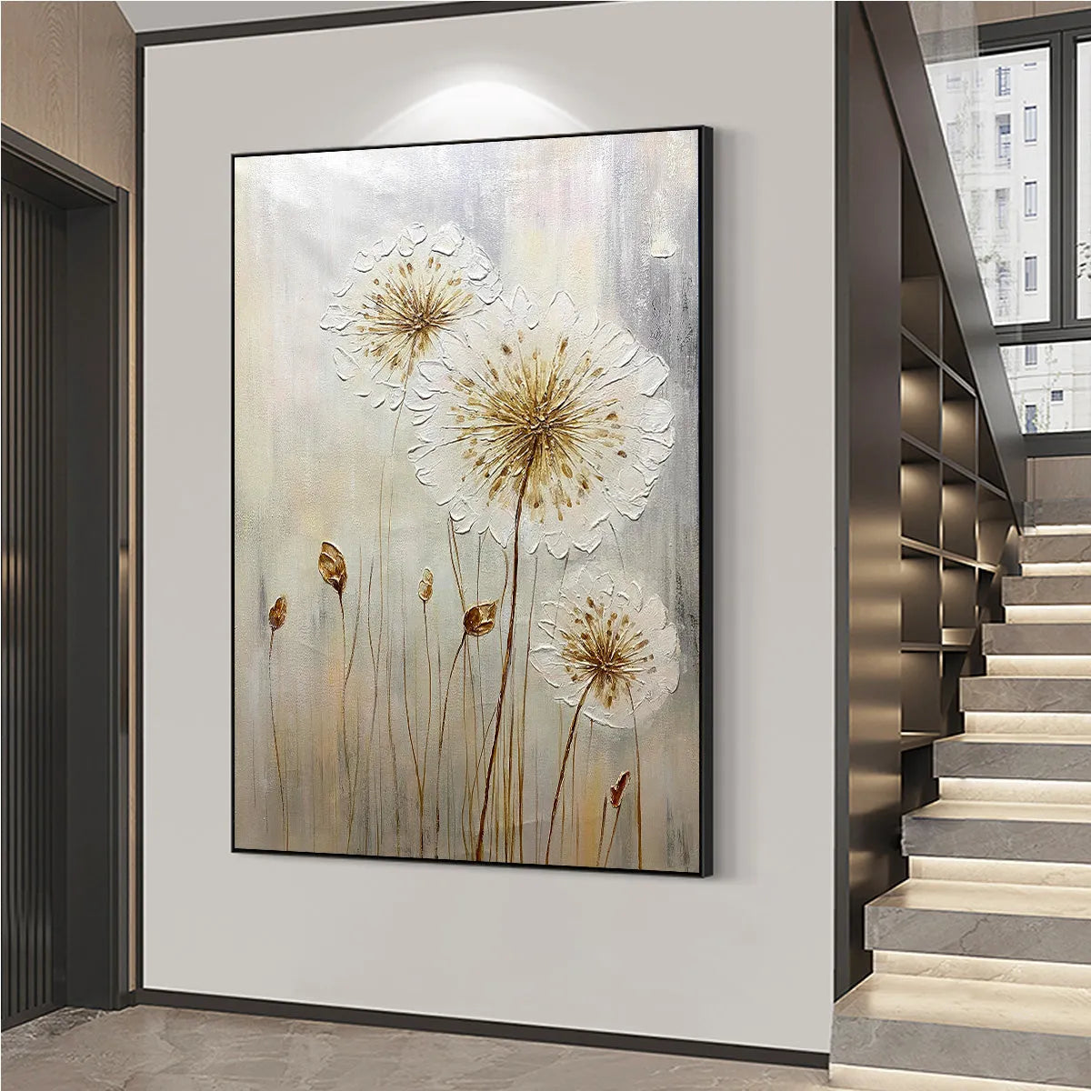 Gold and White Abstract Textured Painting – Whispers of Gold