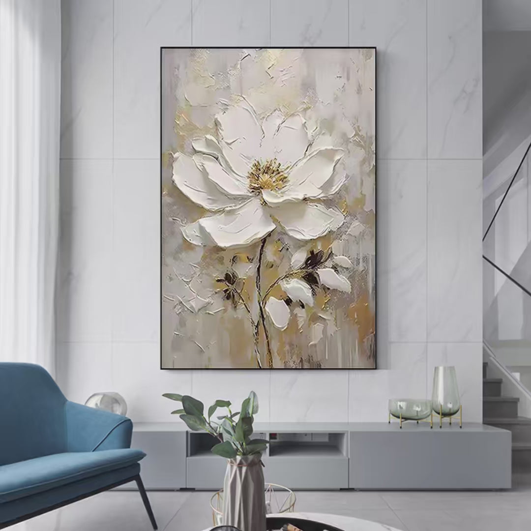 White Blossom – Floral Impasto Painting, view 2