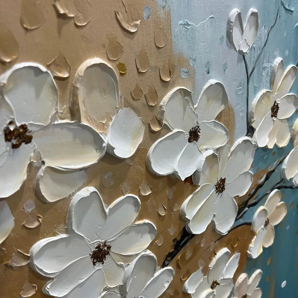 Blue & Gold – Floral Oil Painting, view 3