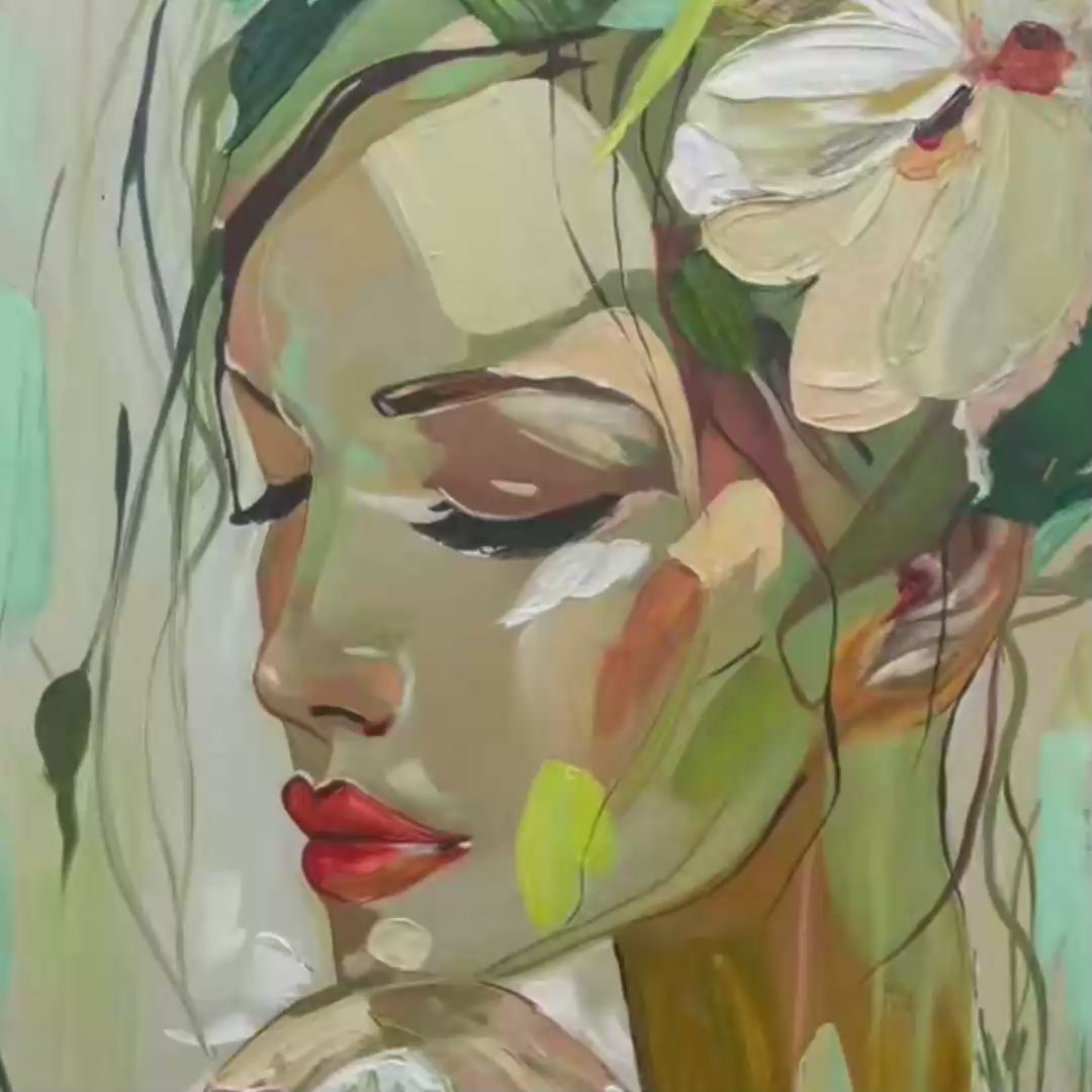 Blossoming Serenity – Figurative Oil Painting, view 3