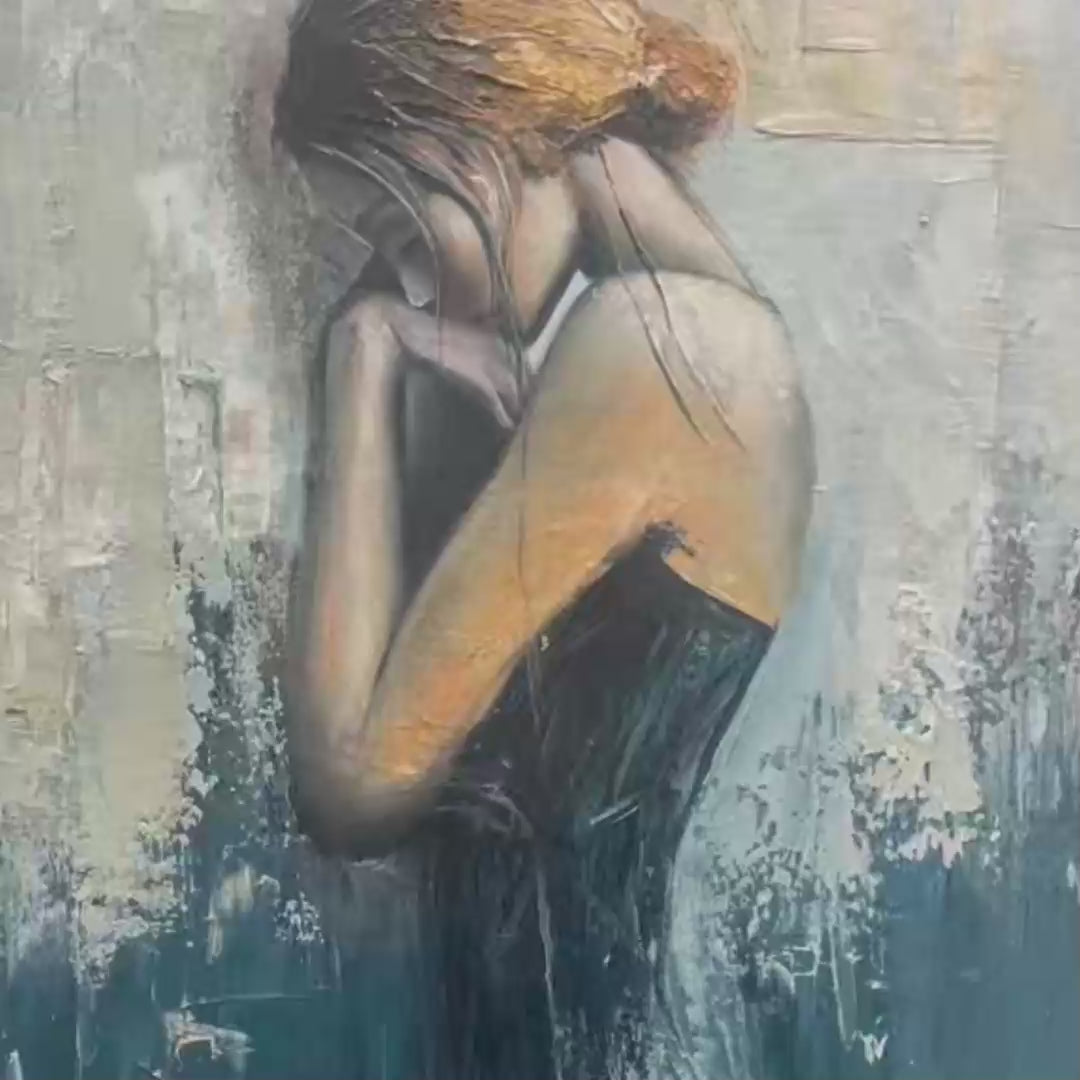 Inner Reflections – Figurative Textured Oil Painting, view 3
