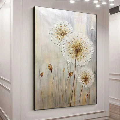 Gold and White Abstract Textured Painting – Whispers of Gold