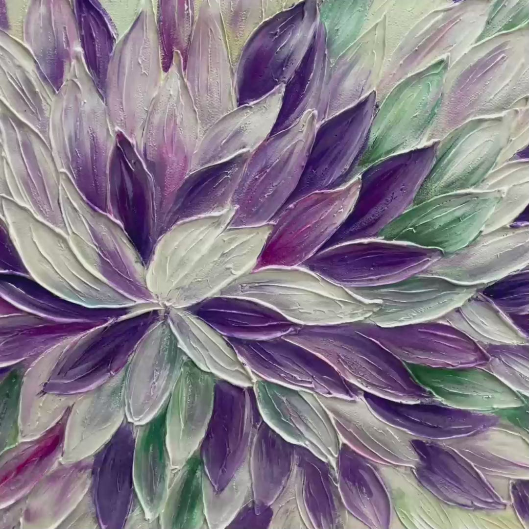 Amethyst Bloom – Floral Impasto Oil Painting, view 3