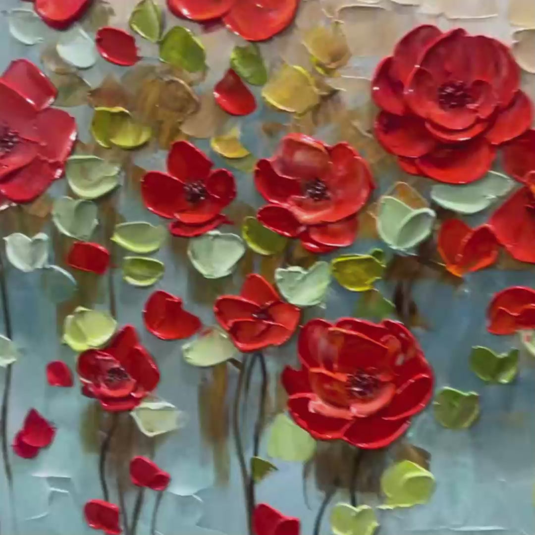 Crimson Field – Poppy Impasto Painting, view 3