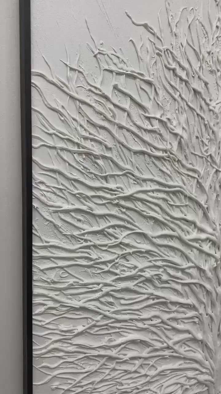 White Textured Tree – Wabi-Sabi Tree Oil Painting, view 3