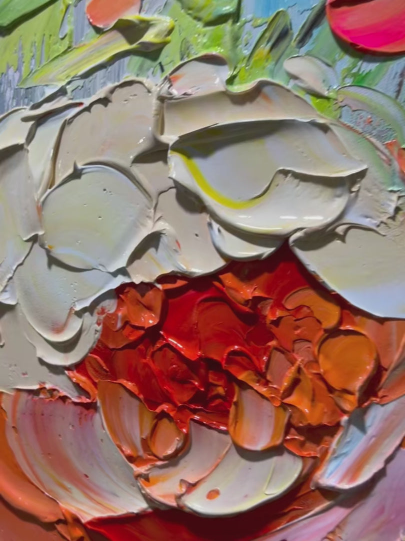 Blooming Rhapsody – Bouquet Impasto Oil Painting, view 4