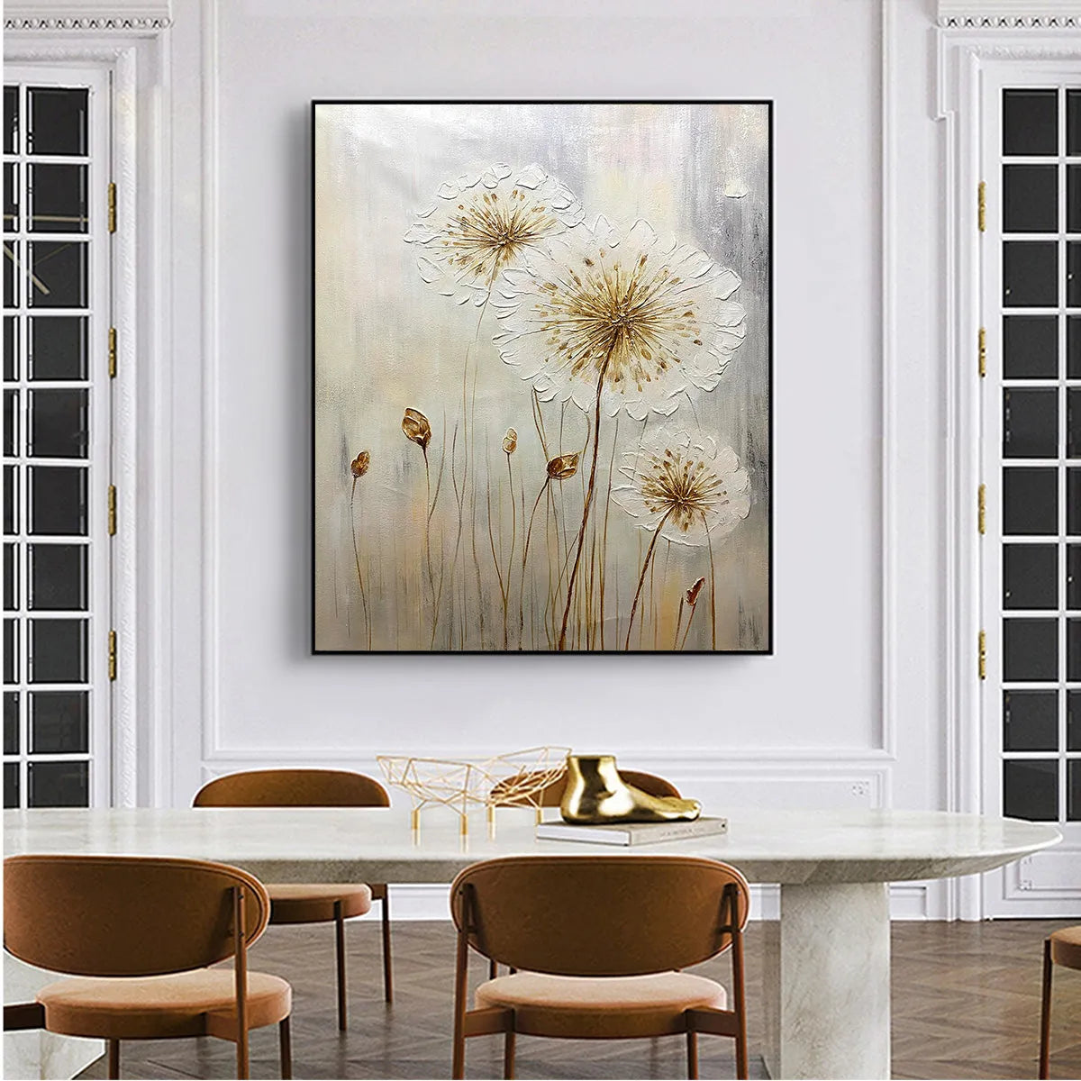 Gold and White Abstract Textured Painting – Whispers of Gold