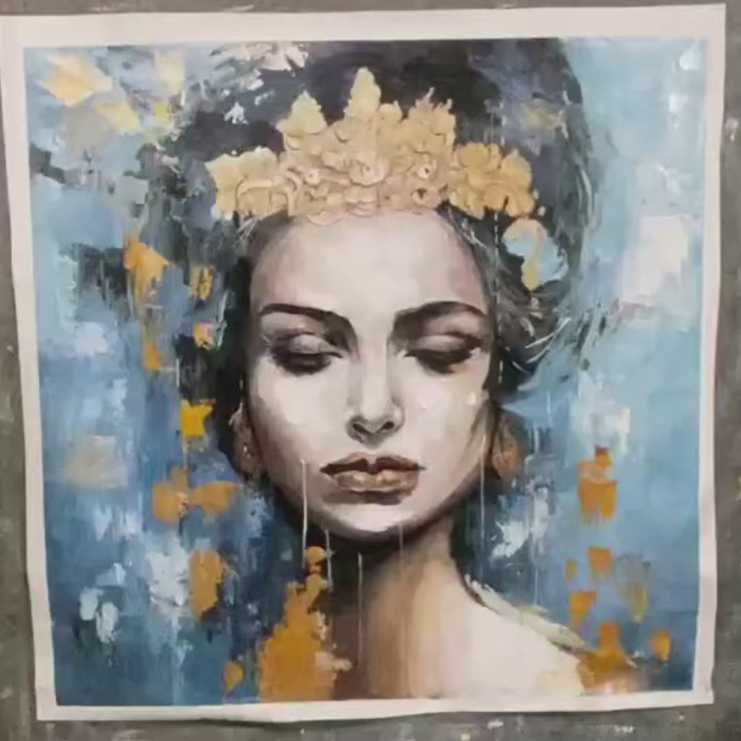 Golden Muse – Figurative Oil Painting, view 4