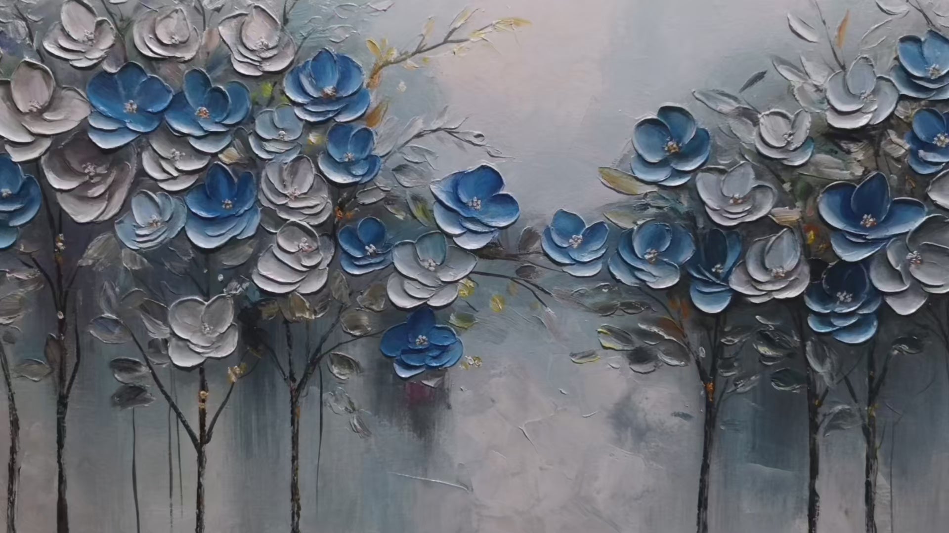 Azure Blossoms – Floral Textured Oil Painting, view 4