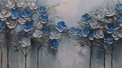 Azure Blossoms – Floral Textured Oil Painting, view 4
