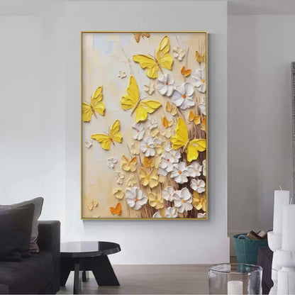 Golden Butterflies – Butterfly Impasto Painting, view 2
