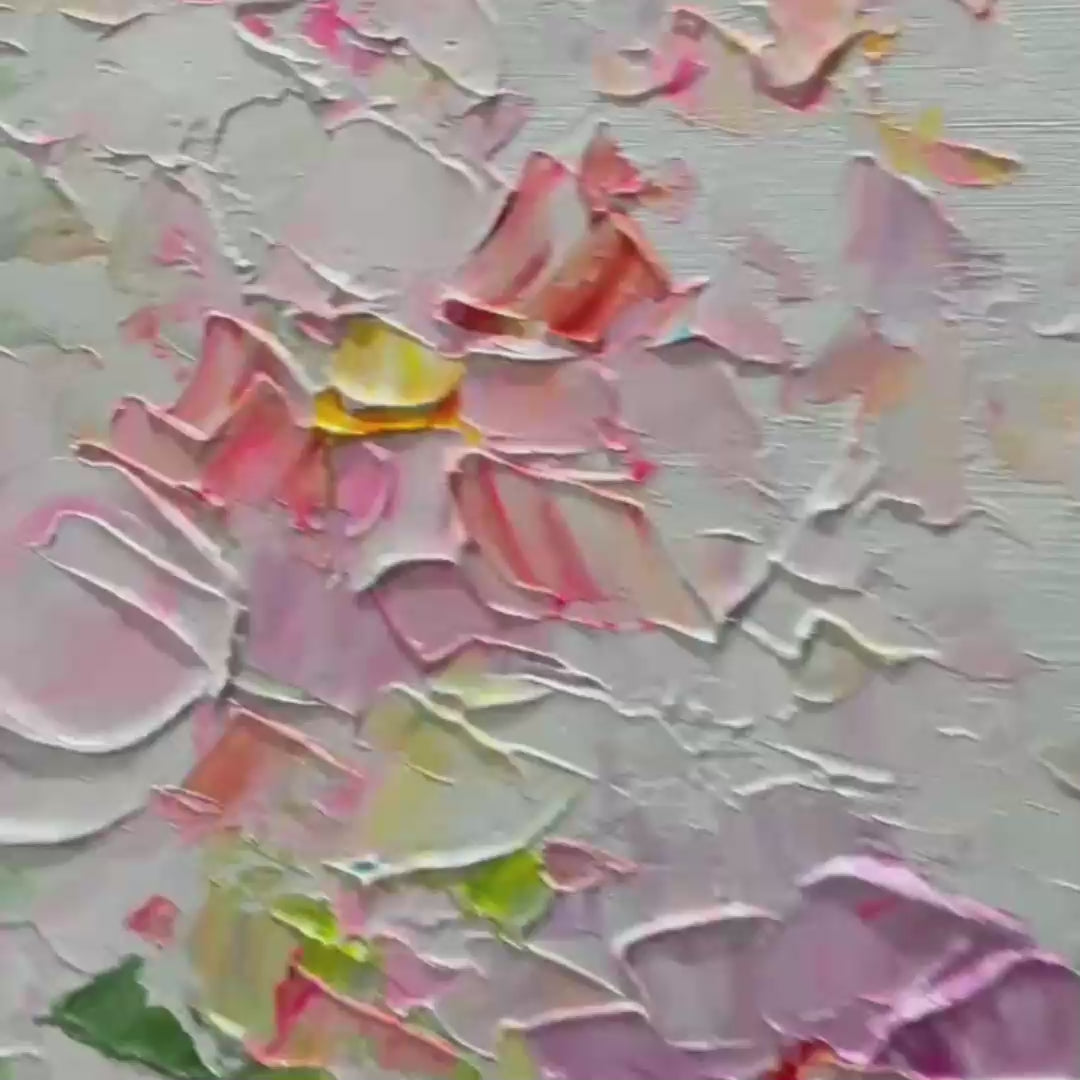 Petal Rain – Floral Impasto Painting, view 3
