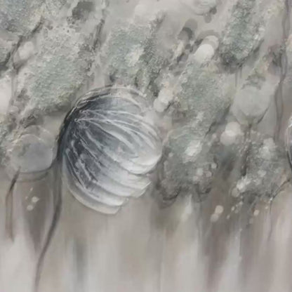 Silver Mist – Minimalist Floral Oil Painting, view 3