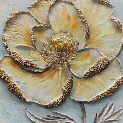 Golden Bloom – Floral Impasto Oil Painting, view 3
