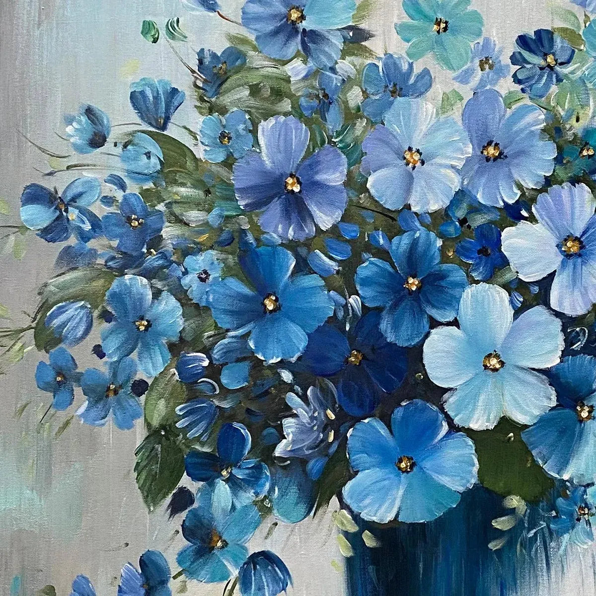 Blue Serenity – Floral Still Life Painting, view 3