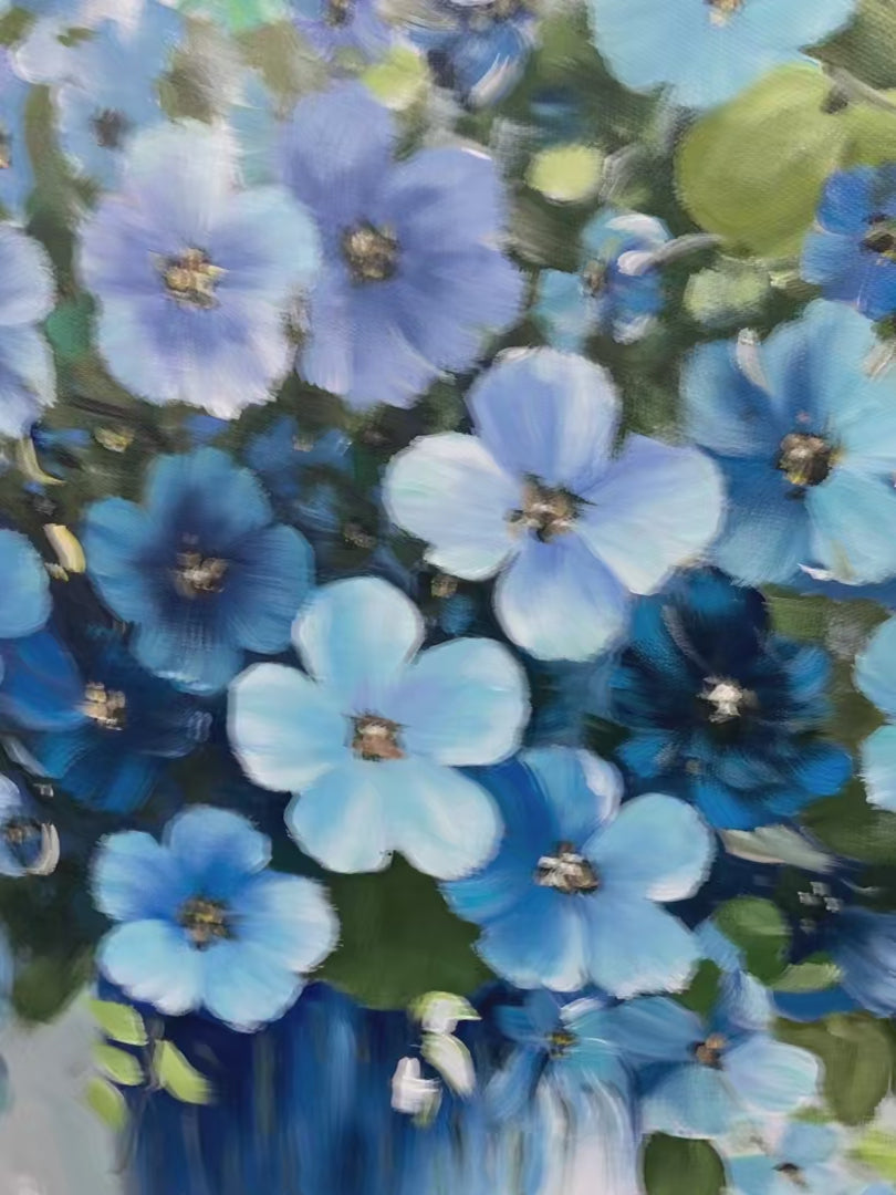 Blue Serenity – Floral Still Life Painting, view 4