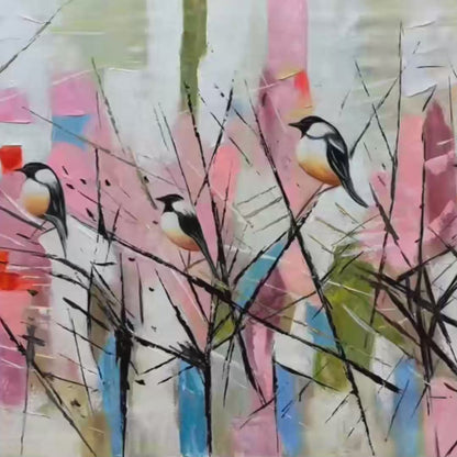 Whimsical Birds – Bird Oil Painting, view 3