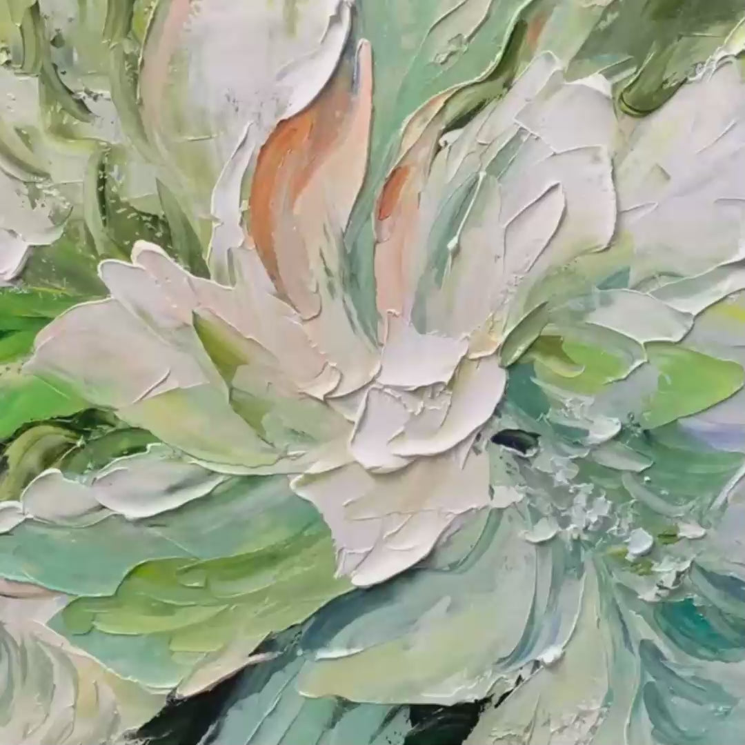 Verdant Bloom – Floral Impasto Painting, view 3