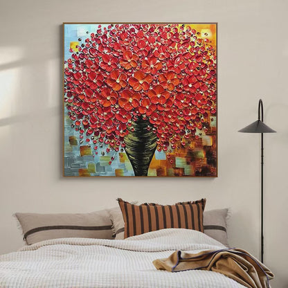 Red Bouquet Impasto Painting – Crimson Bouquet